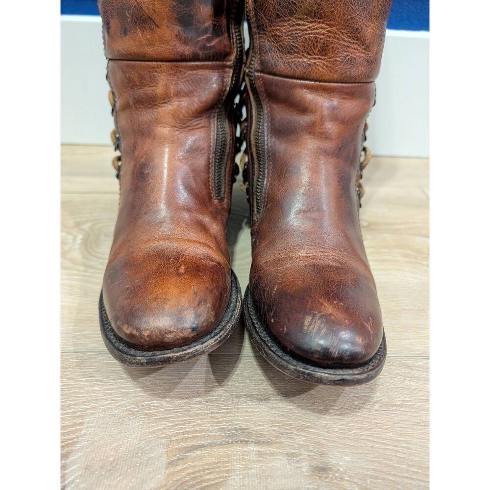 Freebird by Steven Reese Cognac Lace Up Tall Riding Boot Women's 9 Leather - Picture 10 of 15